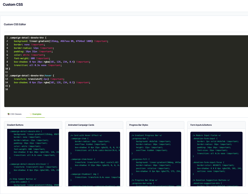 Custom CSS Configuration