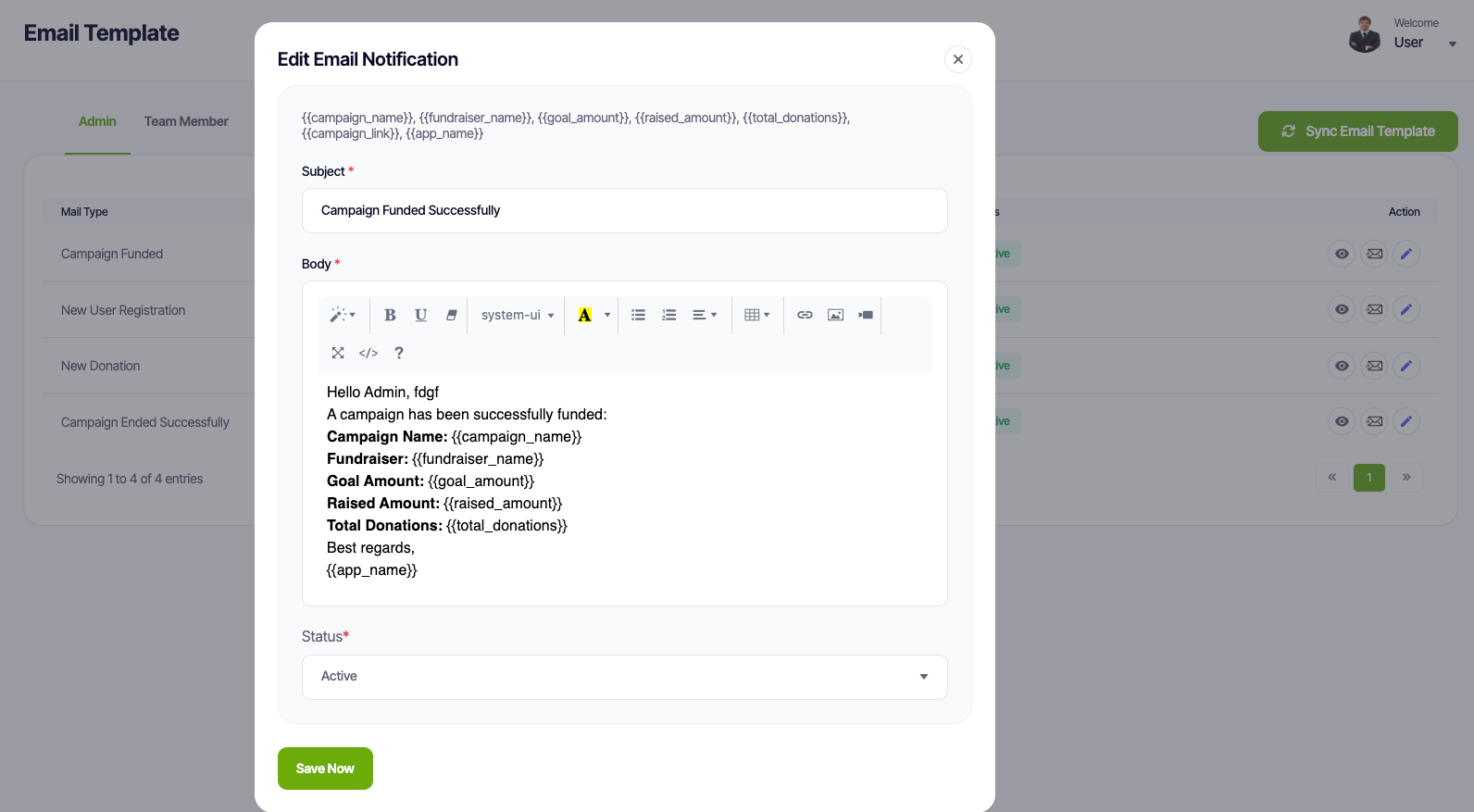 Email Templates Configuration